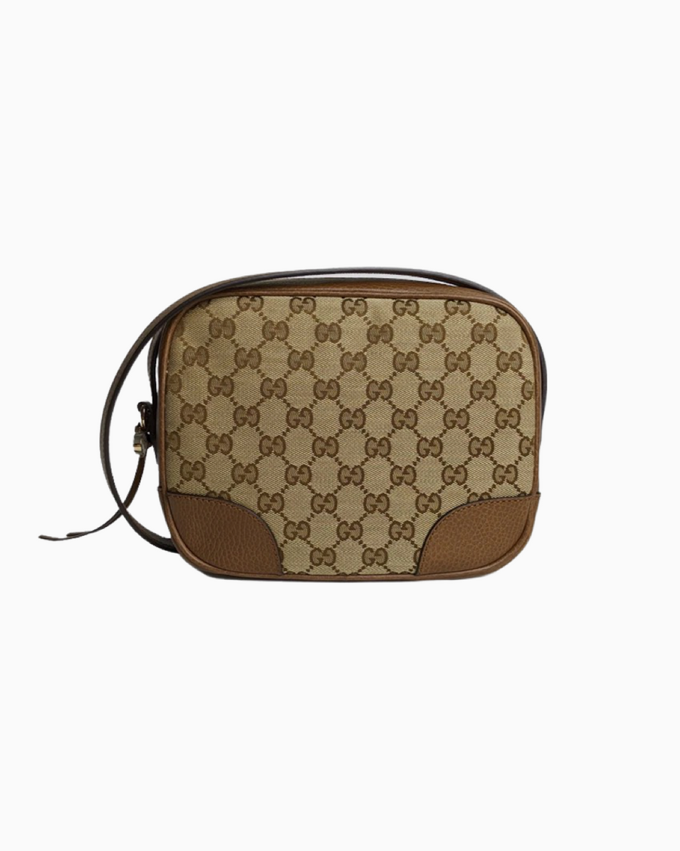 Gucci Brown/Beige GG Canvas and Leather Bree Crossbody Bag Gucci