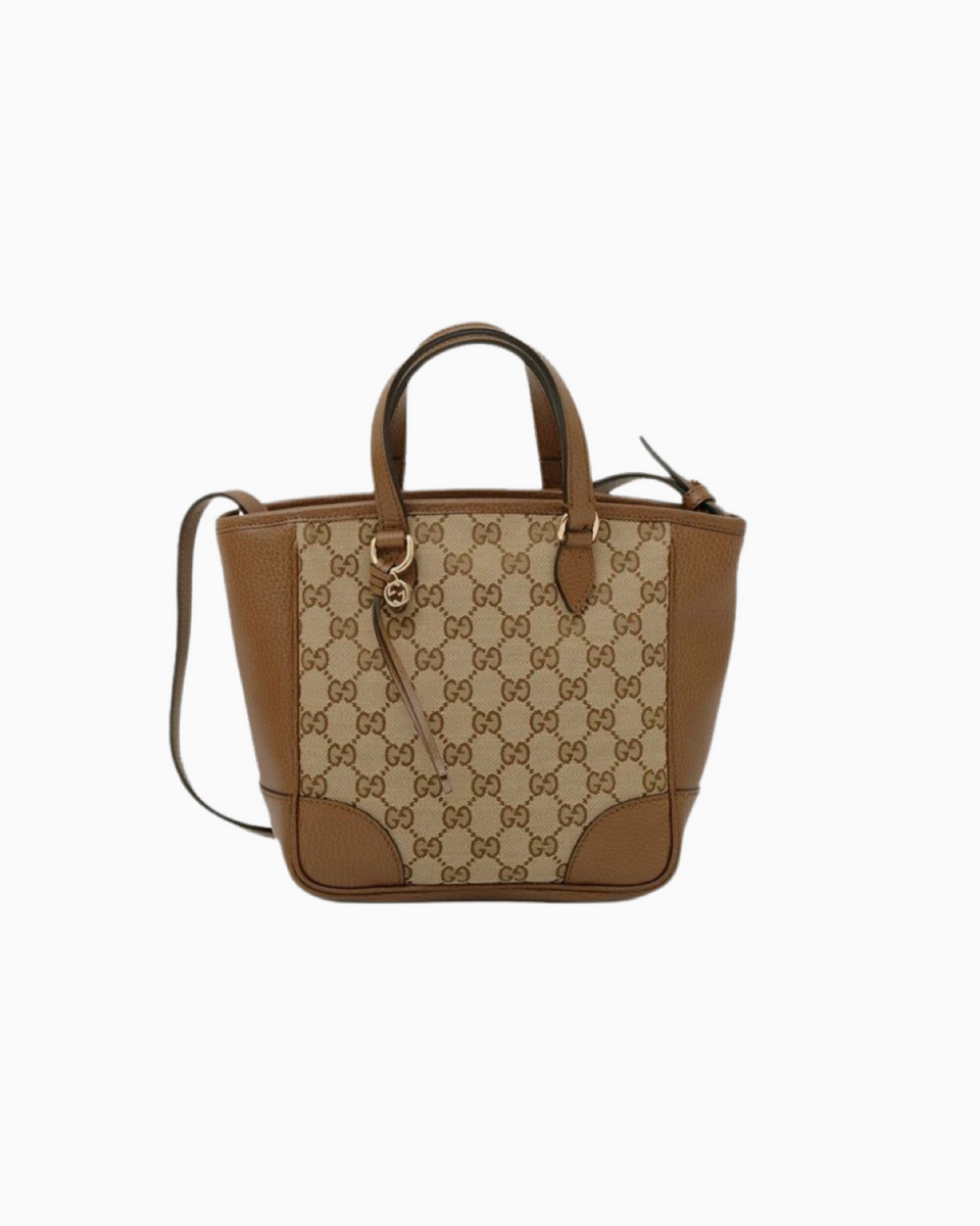 Gucci Bree GG canvas brown leather Top Handle mini small tote Bag