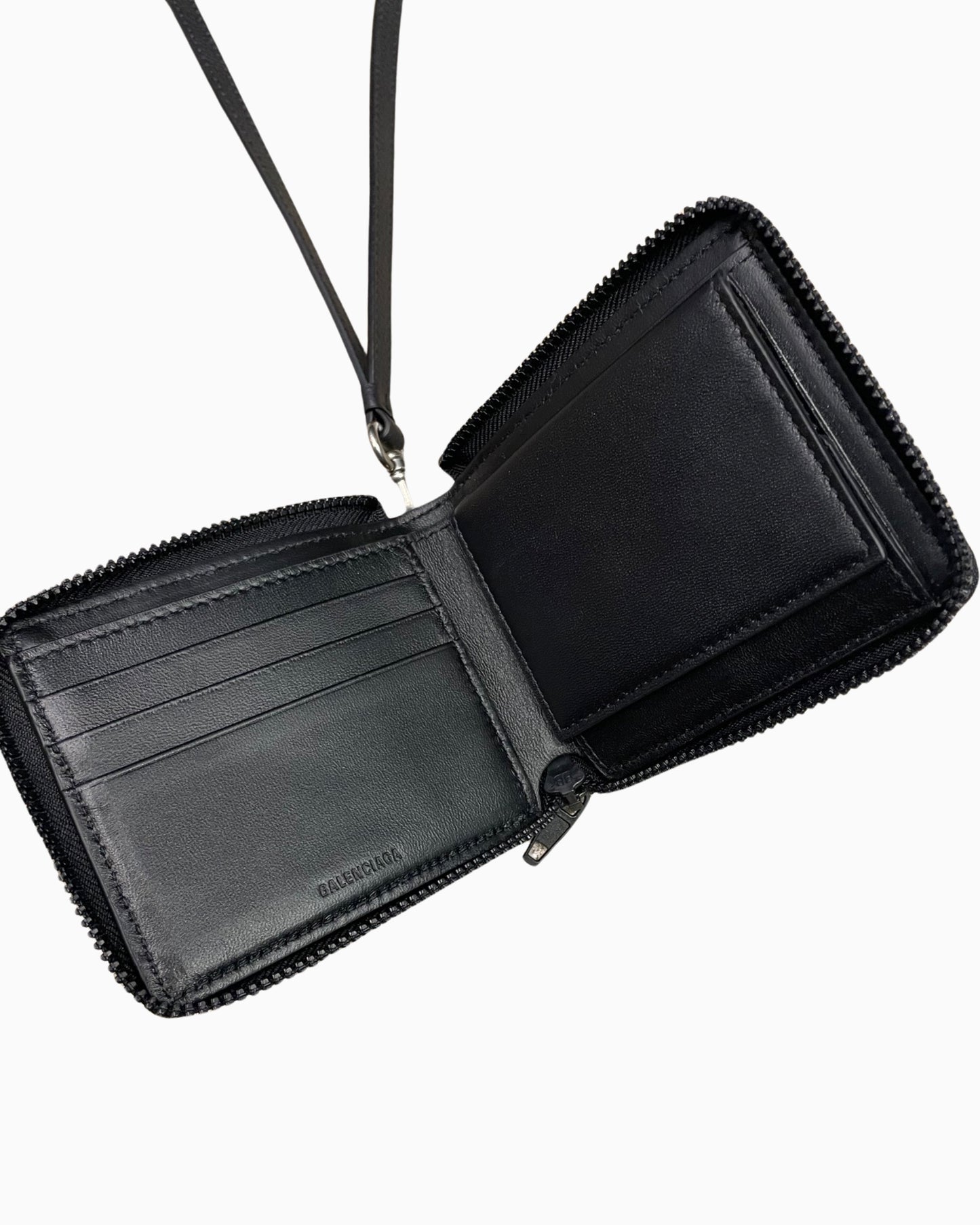 Balenciaga Car Leather Wallet with Strap