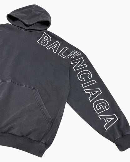 Balenciaga Embroidered Outline Logo Hoodie