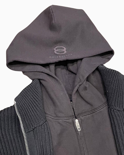 Balenciaga Unity Sports Layered Knitted Zip-Up Hoodie