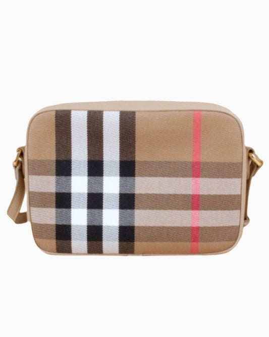 Burberry Check Print Camera Bag Large