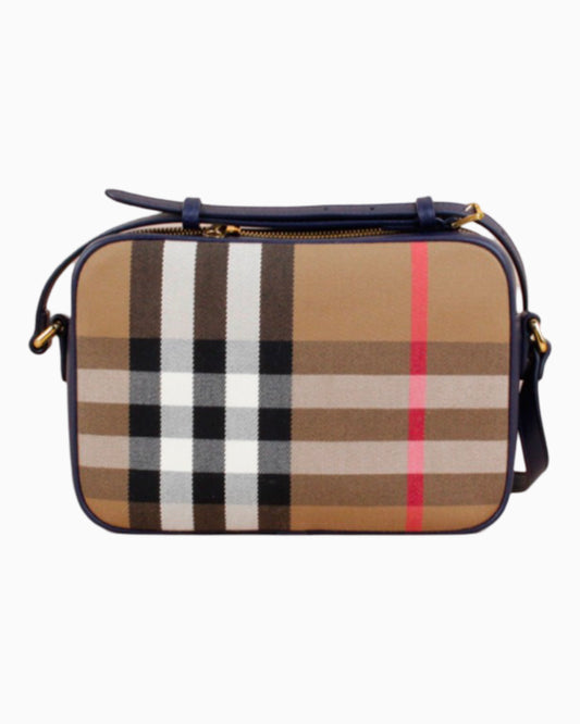 Burberry Check Print Camera Bag Large