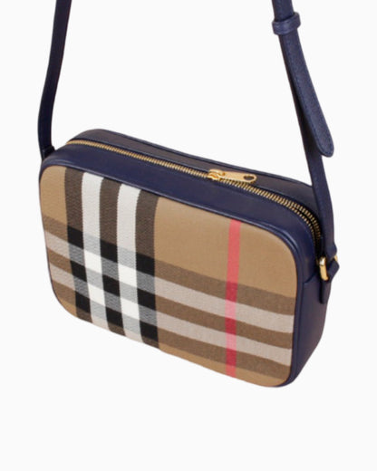 Burberry Check Print Camera Bag Large