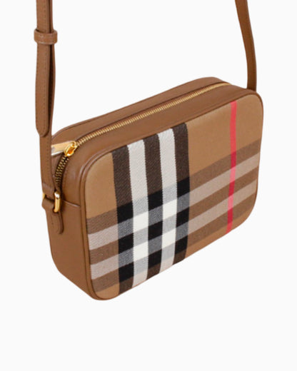 Burberry Check Print Camera Bag Large