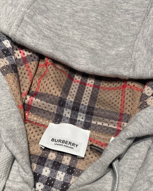 Burberry Check Detail Zip-up Hoodie in Gray for Men