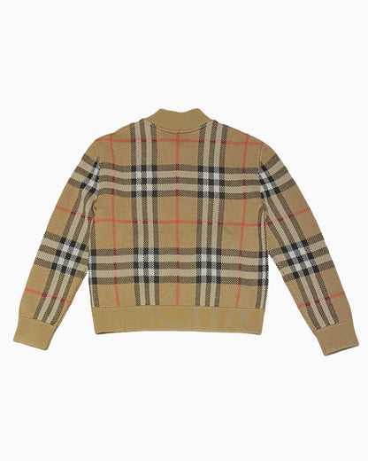 Burberry Wool Check Knit Bomber Jacket