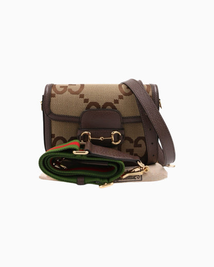 Gucci Horsebit 1955 GG Jumbo Canvas Mini Shoulder Bag