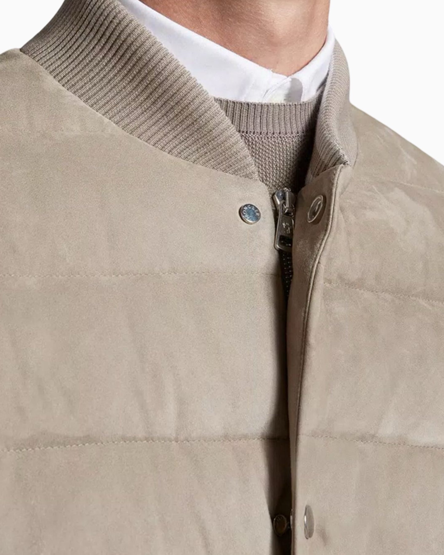 Moncler Chalanches Suede and Leather Bomber Jacket