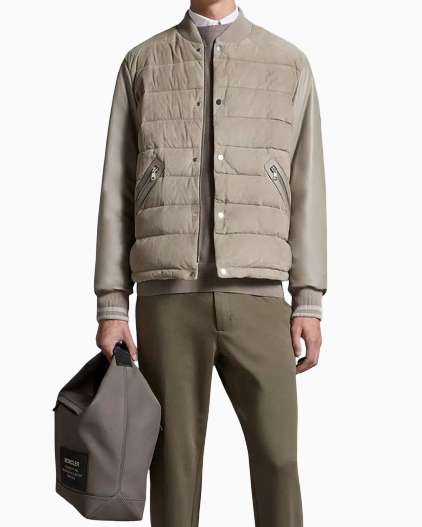 Moncler Chalanches Suede and Leather Bomber Jacket