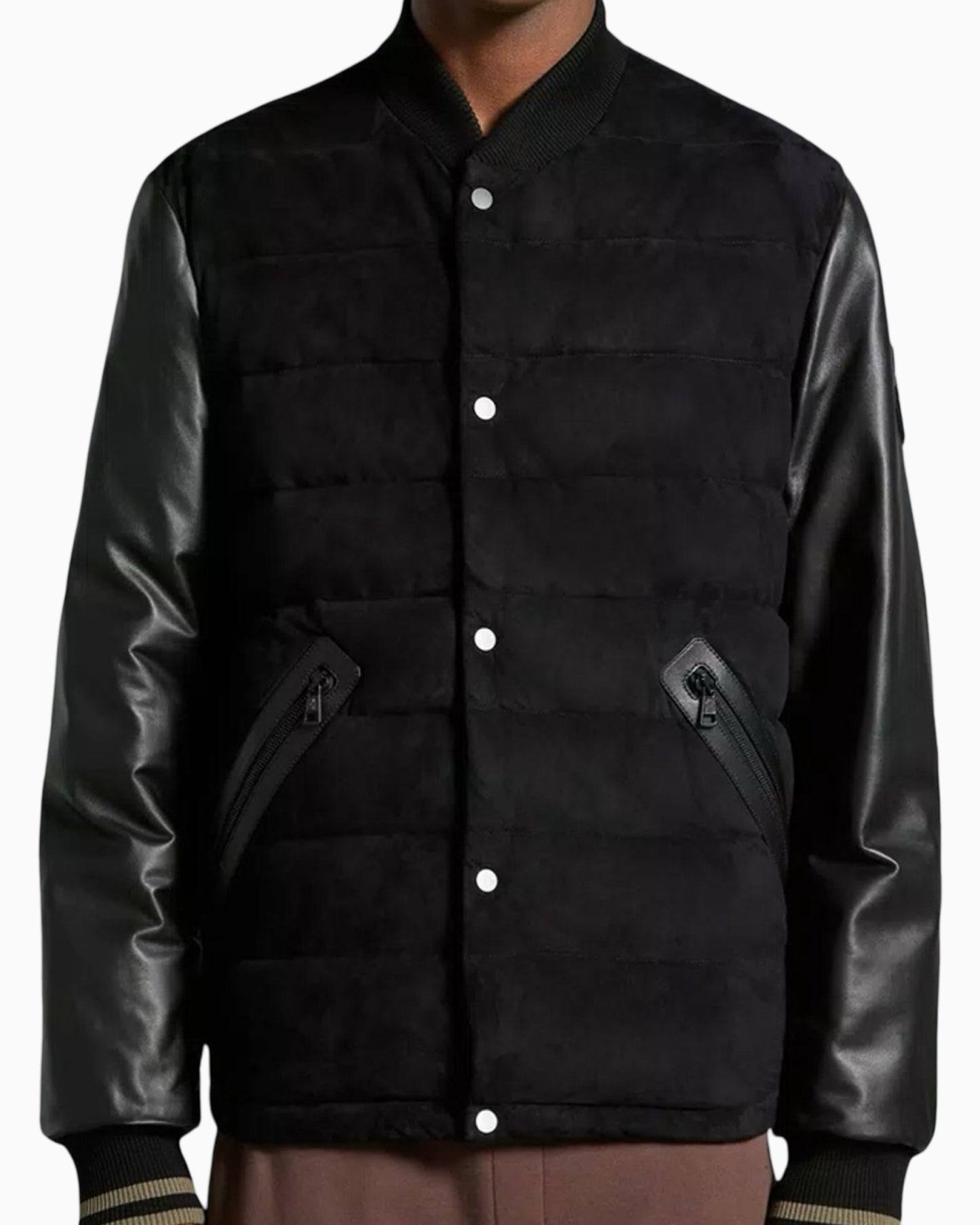 Moncler Chalanches Suede and Leather Bomber Jacket