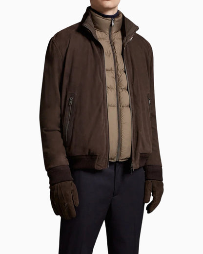 Moncler Fayal Suede Short Down Jacket