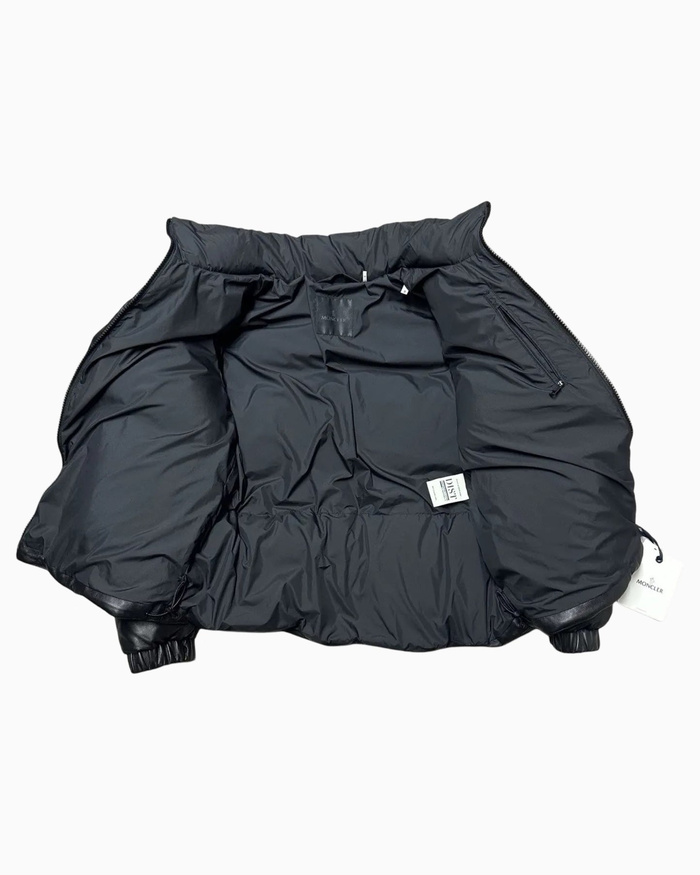 Moncler Merope Leather Short Down Bomber Jacket