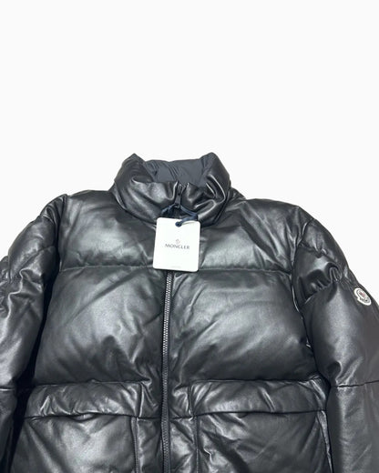 Moncler Merope Leather Short Down Bomber Jacket