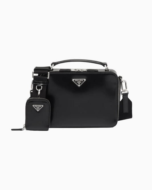 Prada Brushed Leather Brique Messenger Bag