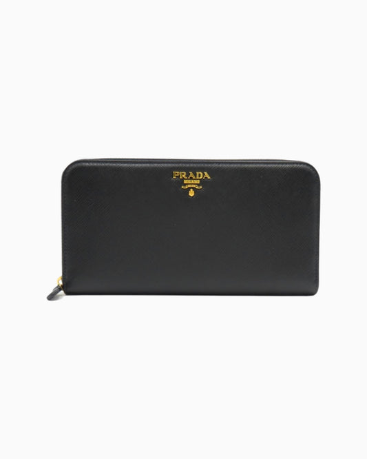 Prada Saffiano Leather Large Zip Around Wallet