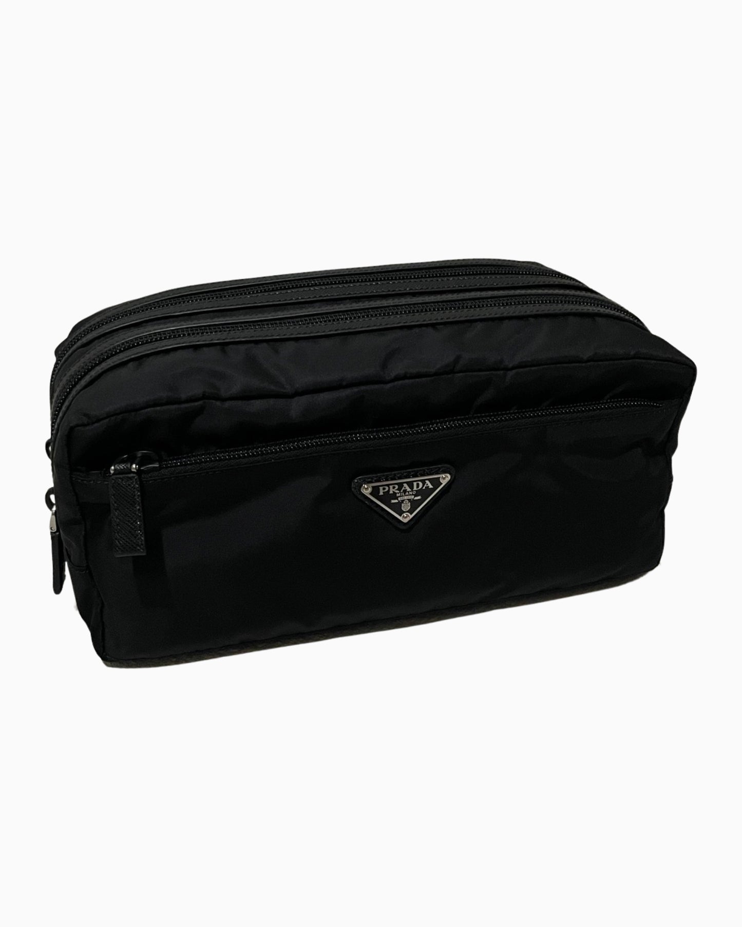 Prada Nylon Double Zip Toiletry Bag