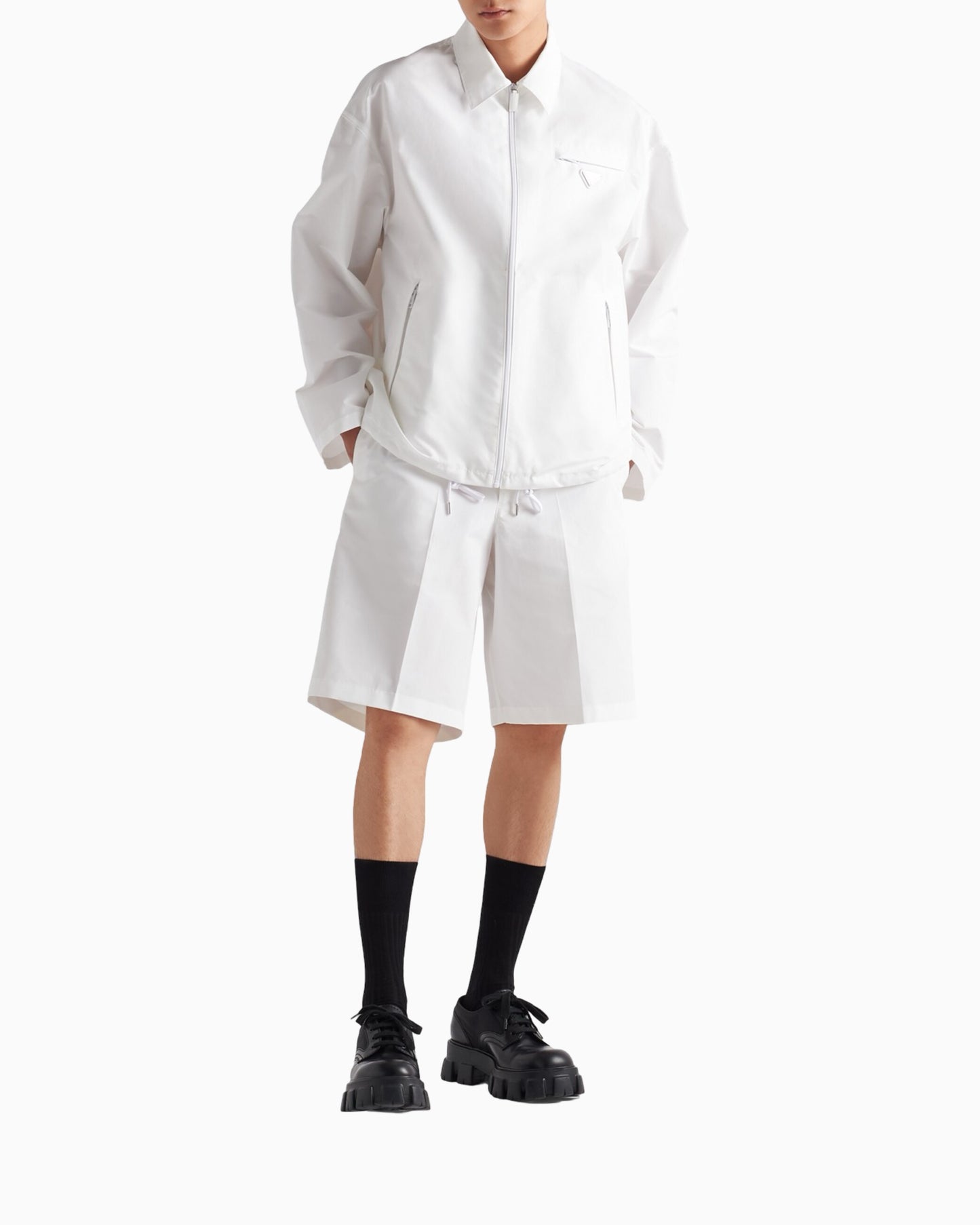 Prada Technical Poplin Blouson Shirt Jacket