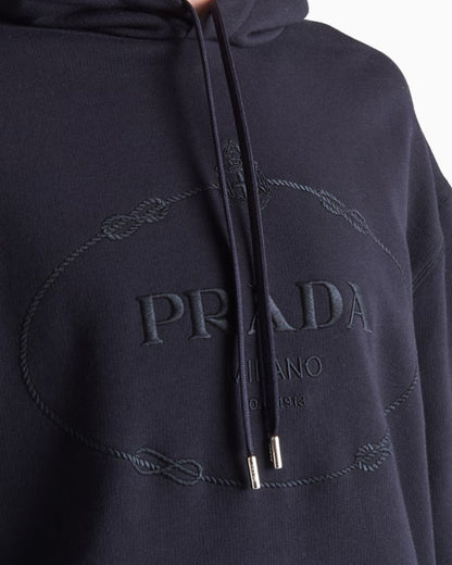 Prada Embroidered Logo Hoodie