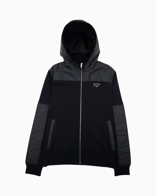 Prada Wool & Nylon Zip Up Hoodie