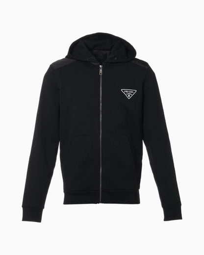 Prada Chest Logo Zip Up Hoodie