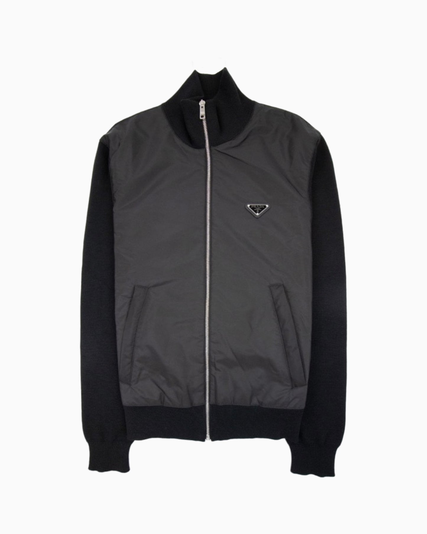 Prada Wool & Nylon Zip Up Sweatshirt