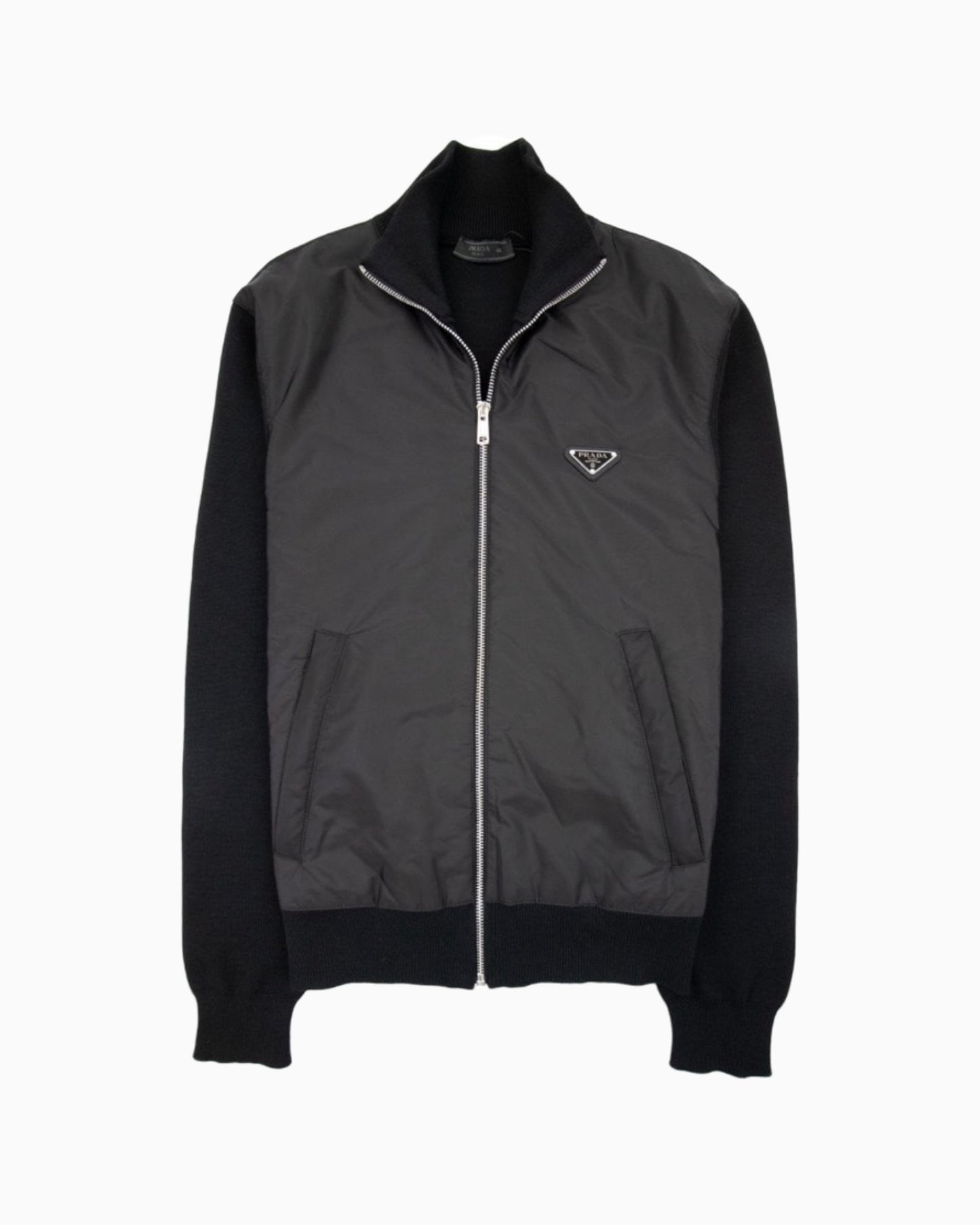 Prada Wool & Nylon Zip Up Sweatshirt