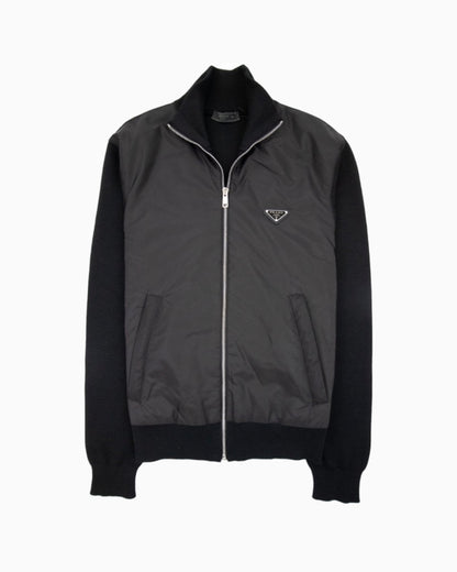 Prada Wool & Nylon Zip Up Sweatshirt