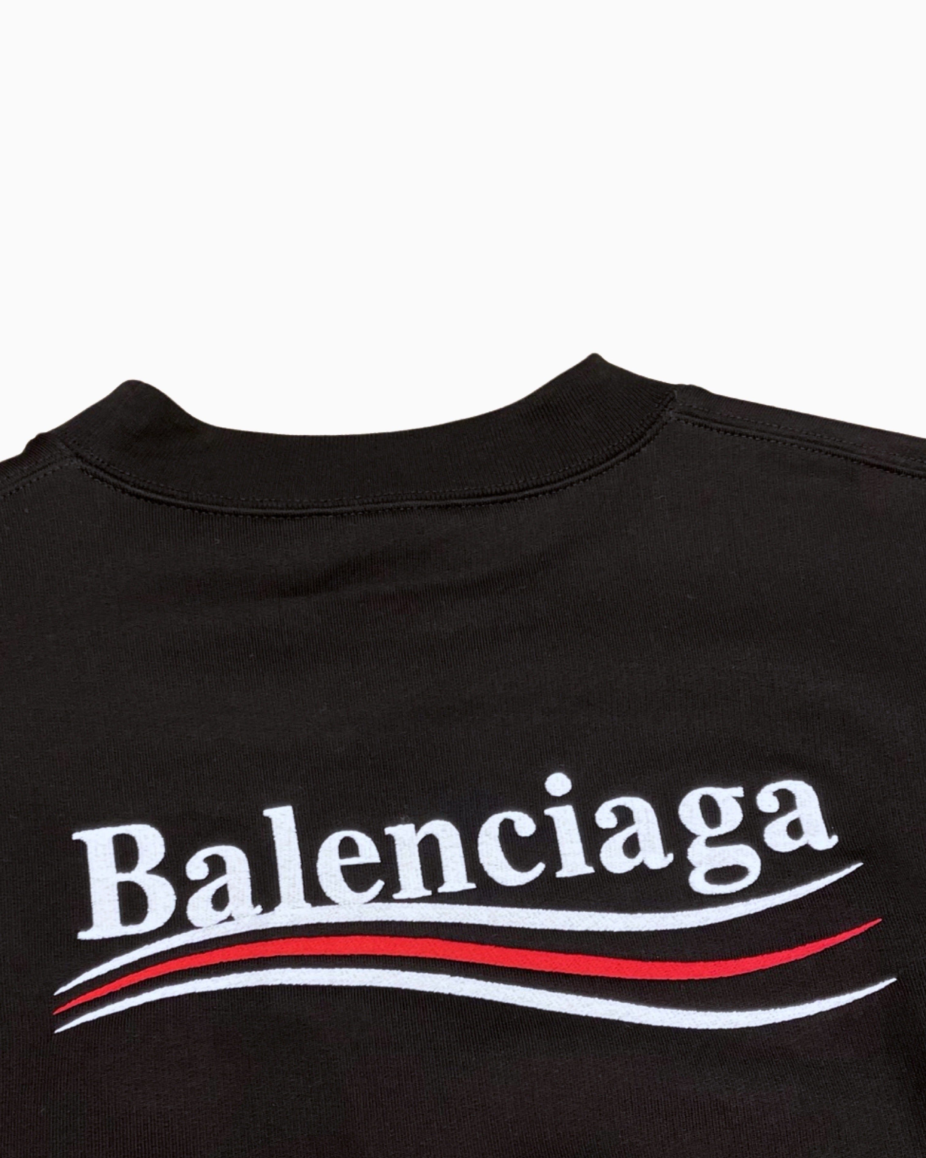 Balenciaga Oversize Political Logo Jersey Hoodie  Black  Editorialist