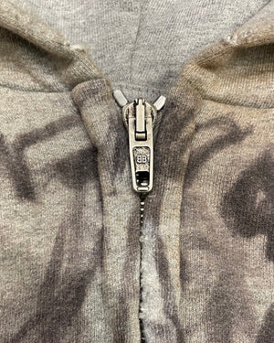 Balenciaga Distressed Zipped Hoodie In Grey