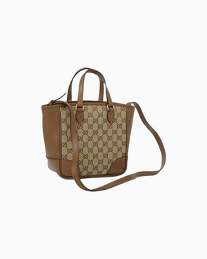 Gucci Brown GG Canvas & Pink Leather Small Bree Tote