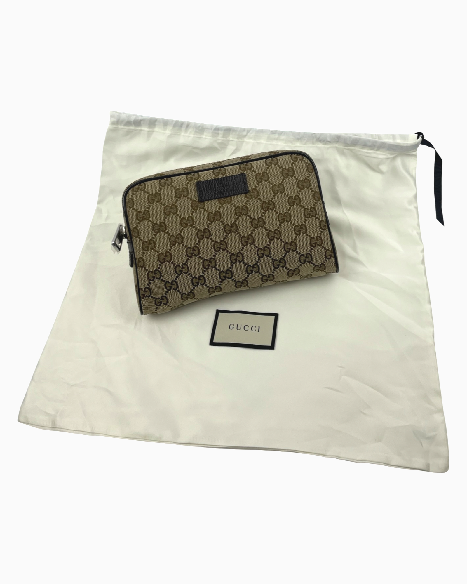 GUCCI-GG-Canvas-Leather-Waist-Bag-Beige-Brown-449174