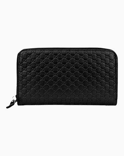 Gucci Micro GG Web Print Long Zip Around Wallet