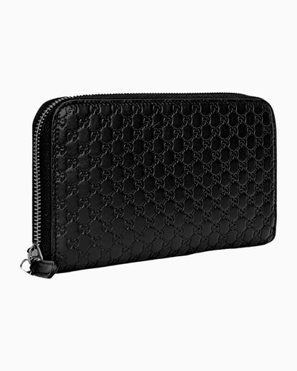 Gucci Micro GG Web Print Long Zip Around Wallet