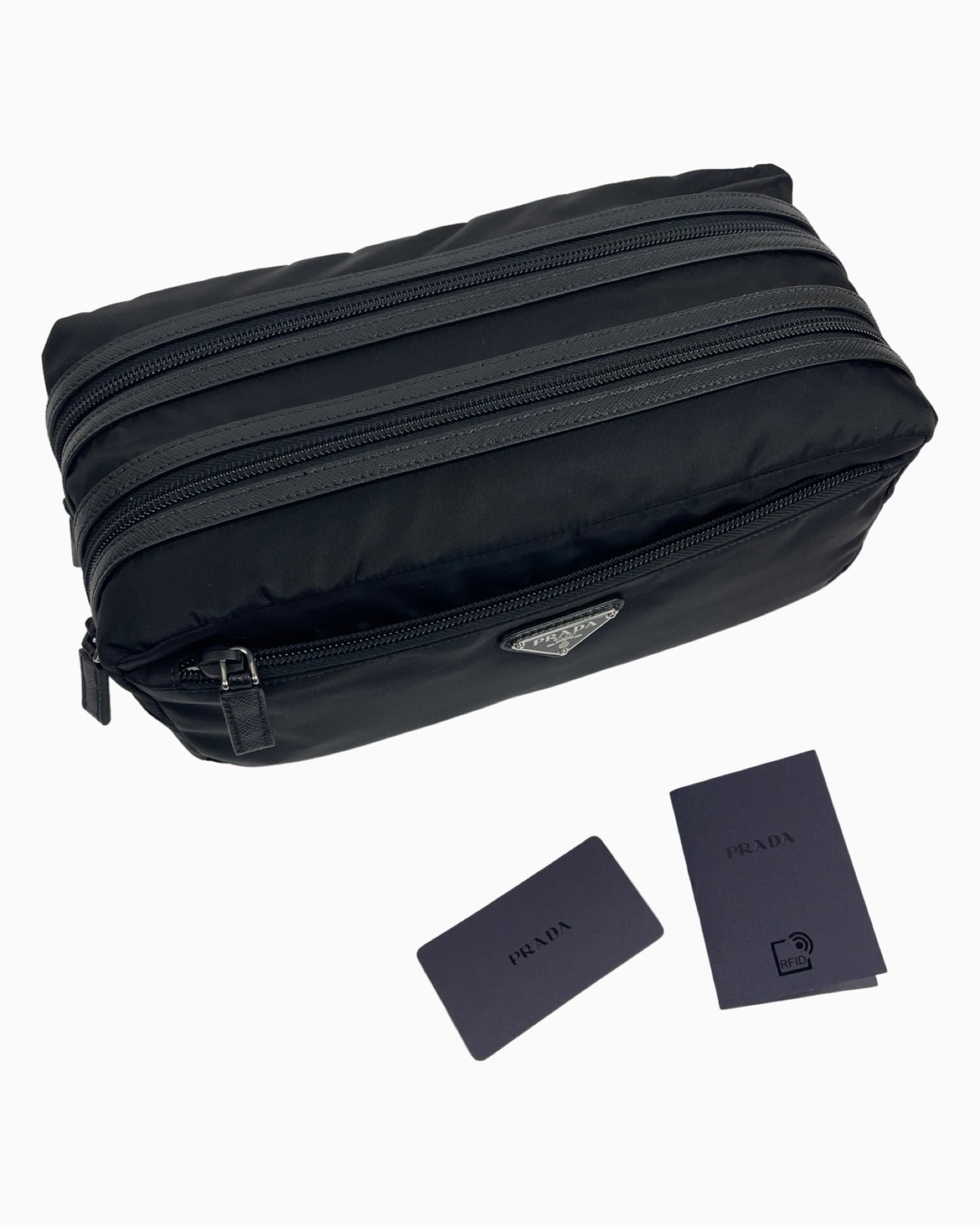 Prada Nylon Double Zip Toiletry Bag